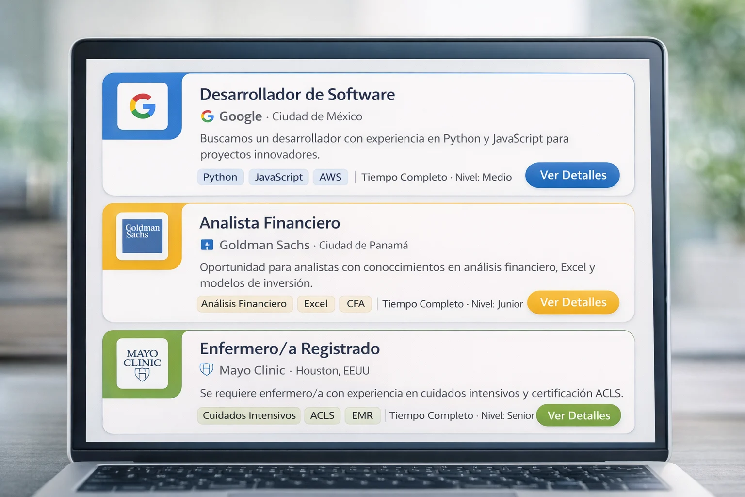 laptop mostrando ofertas laborales